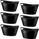 Patelai 6 Pcs Ice Buckets Bulk, Plastic Ice Buckets with Handles, Oval Storage Tub, Large Capacity Drink Tub for Party Bar Wine Beer Champagne Beverage Bottle Cooler(4.5 Liter,Black)