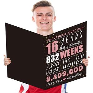 2 Pack 16th Birthday Gift Card with Envelope,Jumbo 16th Happy Birthday Cards for Boys Girls,16 Birthday Decorations,Oversized 22x14 Inch Extra Large Birthday Card,Sixteen Party Decorations,16 Year Old Boy