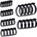 ISPINNER 30pcs Black Hose Clamps 6-51mm(1/4"-2") Adjustable Range 304 Stainless Steel Worm Gear Hose Clamps 6 Sizes Assortment Kit for Plumbing, Automotive, Mechanical Applications (Black)