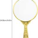 POPETPOP Vintage Compact Handheld Mirror: 24x13cm Golden Framed Round Makeup Mirror for Dressing Room