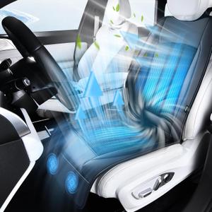 Upgraded Cooling Car Seat Cover Front Seat with Blowing&Suction, 12V-24V Ventilated Car Seat Cushion with 2 Turbo Fans, 3-Speed Adjustable Universal Fit Breathable Car Cushion for Summer Driving-Black