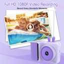 Kids Instant Print Camera,1080P Videos Digital Camera for Kids, Toddler Camera for Christmas Birthday Toy Gifts for Girls/Boys Age 3-12, Portable Kids Camera for 3 4 5 6 7 8 9 10 with SD Card (Purple)