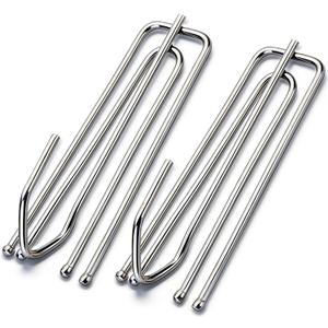 Curtain Pleat Hooks Stainless Steel, 60 Pack Drapery Hook and Pins for Pleated Drapes 4 Prongs Pinch Pleat Hooks for Window Door Bathroom Curtain,(2.7x0.9 inch, Silver)