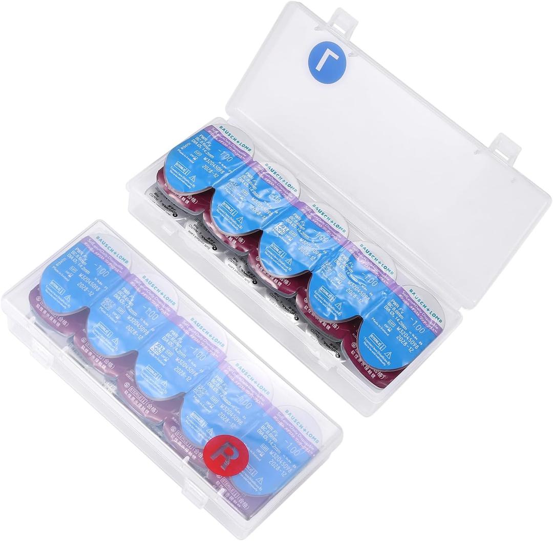 2 Pack Contact Lens Organizer Case, Each Hold 15 PCS, Total Hold 30 PCS, Disposable Daily Colored Lenses Portable Storage Box with Labeled R&L for All Brand Cosmetic Contact Lens