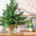 DN DECONATION St Patricks Day Decorations Shamrock Ornaments for Tree Mini Clover Lucky Irish Green Hanging Bauble for St Patricks Day, Glitter Glass Hanging Ornaments Ball for Irish Christmas Decor (Green & White - 6pcs)