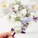 Purple Boutonniere for Men, Set of 6, Groom and Best Man Boutonniere with Artificial Flower Lavender for Wedding Ceremony Anniversary, Formal Dinner Party, Fall Vintage Rustic Wedding Prom