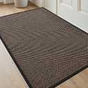 DEXI Ultra Thin Entryway Indoor Door Mat 32x48, Non Slip Rubber Backing Inside Entry Mat, Low Profile Easy Clean Dirt Trapper Doormat for Inside Entrance Patio, Black