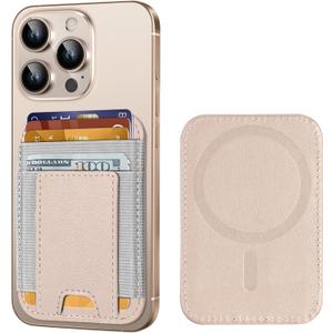 Upgraded for Magsafe Wallet, Strongest Magnetic Wallet for iPhone 17/16/15/14/13/12 Series, Magnetic Card Holder with 2 Card Slots, RFID Blocking, Vegan Leather, Fit 7 Cards, Desert Titanium Gold