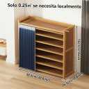 6-Tier Bamboo Shoe Rack with Cover, Free Standing Shoe Racks, Bamboo Wood Shoe Rack for Entryway & Closet, Holds up to 18-24 Pairs of Shoes 38.8" x 10.4" x 37.8"