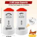 2Pack Oyster Shell and Grit Feeder Combo, PVC Chicken Feeder with Viewing Window/Lid, Hanging Gravity Chicken Grit Feeder, Coop Accessories for Healthier Hens and Eggs