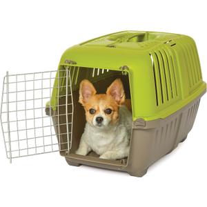 MidWest Homes for Pets Spree Travel Carrier Hard-Sided Dog & Cat Carrier, Small Pet Travel Crate with Handle, Ventilated Design, Easy Assembly, 24-Inch, Green