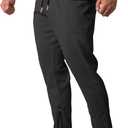 Men's Workout Pants with Zipper Pockets (Black, M)