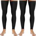 Zhanmai 2 Pairs Men's Thigh High Compression Stockings Footless 20-30 Mmhg Compression Leg Sleeves Thigh High Graded with Silicone Band for Men Sport Running Edema Swelling Black XL