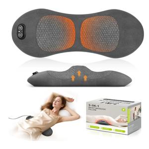 Smooth Triple Fusion 3-in-1 Back Massager Lumbar Pillow with Heat, Vibration & Traction Back Massager for Pain Relief, Deep Tissue Relaxation for Home, Office- Corded Electric Gift Idea