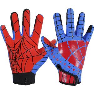 Youth Football Gloves Kid Receiver Gloves Boys Girls Unmatched Grip Great Gift (Youth S, Blue and Red)
