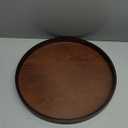 Extra Large Round Solid Wood Serving Tray, Classic Tea Coffee Table Wooden Decorative Ottoman Tray Server for Breakfast in Bed Snack Food Kitchen Party Bar, Raised Edge (16inch/40cm) Walnut