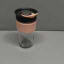 Large Travel Mug - Reusable Glass Coffee Mug - 18oz/530ml BPA-Free Hot Drink Travel Mug with Lid & Silicone Band (Gray and Pink, 18oz) (11.5 Ounces)