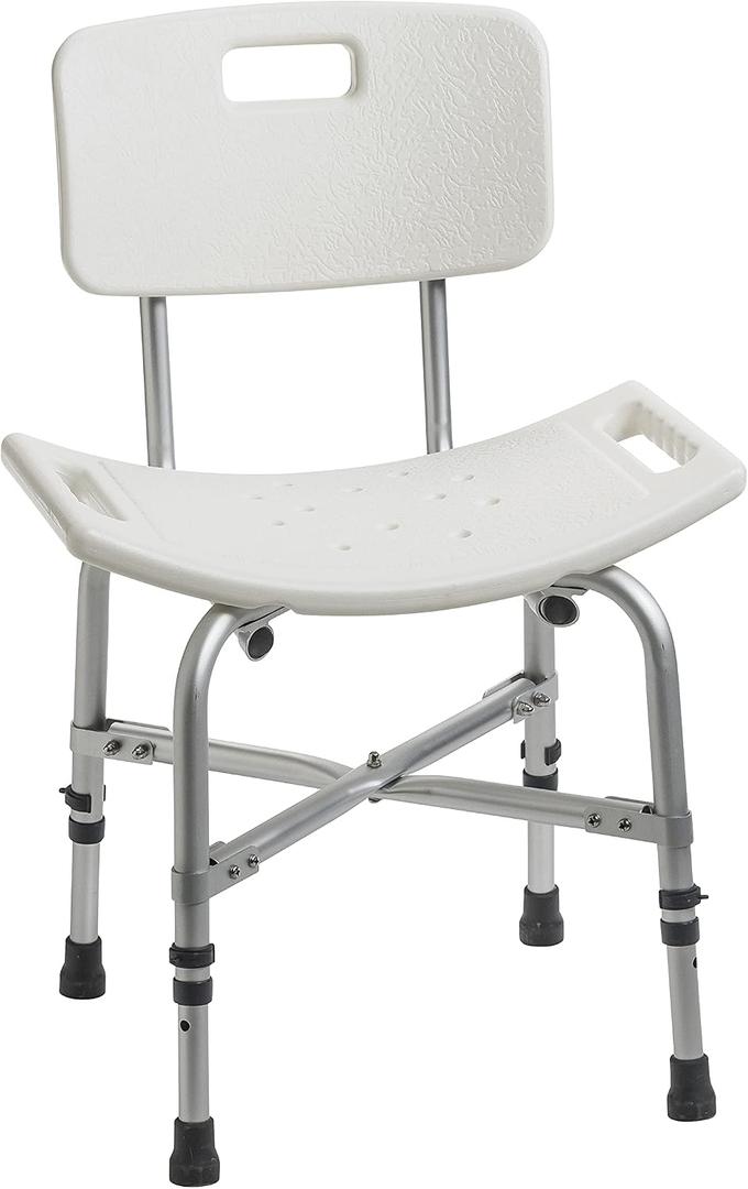 Drive Medical 12021KD-1 Bariatric Heavy Duty Bathroom Bench with Back, Gray