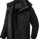 ASPO Men's Waterproof Ski Jacket Winter Warm Snow Coat Fleece lined Snowboard Hooded Mountain Windbreaker Raincoat Hiking (L)