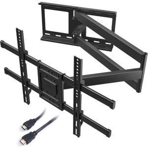 BONTEC TV Wall Mount with Extra Long Extendable Arm for 32-75 Inch TVs, Holds Up to 132lbs, Full Motion Dual Arm TV Bracket with Tilt, Swivel, Level Adjustment, Max VESA 600x400mm, Wide Compatibility