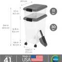 IRIS USA 30 lbs & 11 lbs Combo Airtight Dog Food Storage Container, Stackable Treat Box, 2-Cup Scoop, Wheels, Keep Fresh, Easy Mobility, Dark Gray, 3-Piece Set - 30 lbs + 11 lbs