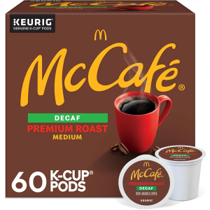 McCafe Premium Roast Decaf Coffee, Single Serve Keurig K-Cup Pods, Decaffeinated, 60 Count, (6 Packs of 10) Best By: 2026/08/23