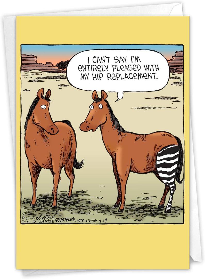NobleWorks - Funny Get Well Soon Card with Envelope - Surgery Humor, Feel Better Recovery Greeting Card - Hip Replacement C1770GWG