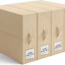 PARANTA Sheet Organizers and Storage of 4 Pack, Bed Sheet Organizer for Closet Storage, Foldable Bedding Organizing Containers for Blanket Duvet Cover flannel Sheets (Queen or King Size) Beige