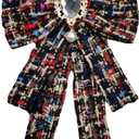 Women's Pre-Tied Bowknot Elegant Ribbon Brooch Pearl Rhinestone Neck Tie Pin for Ladies Girls Suit Shirt Pins Fashion Collar Clothing Accessories for Daughter Mom Sister Xmas Birthday (Black)