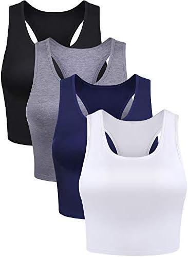 Boao 4 Pieces Basic Crop Tank Tops Sleeveless Racerback Crop Top for Women Size XL