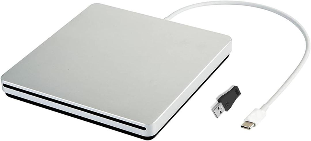 External CD DVD Drive USB C USB 3.0 Slot in Type C Burner Portable Slim DVD CD RAM Writer Reader for iMac Notebook Laptop Desktop Support Mac os Win 7 Win8 Win10 (Sliver)