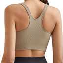 Promover Padded Sports Bras for Women Y-Back Racerback Seamless Medium Supportive Ribbed Yoga Cami Bra, XL