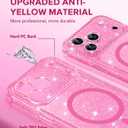 BERFY for iPhone 17 Pro Case for Women, Compatible with MagSafe, Clear Glitter Shockproof Protective Case, Anti-Yellowing, with Screen Protector & 3 Diamond Camera Lens Covers 6.3", Sparkle Hot Pink