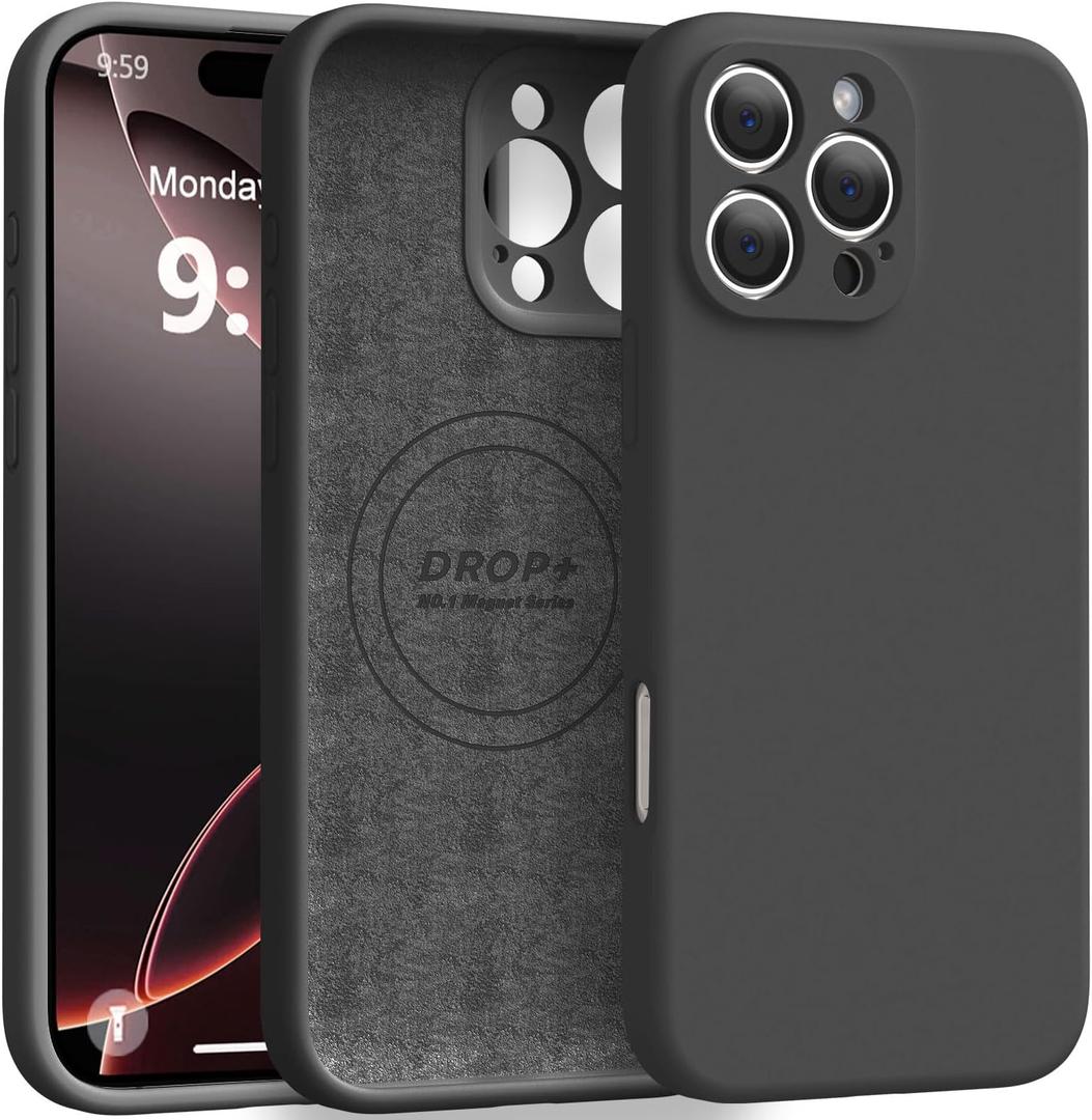 Ktele Magnetic for iPhone 16 Pro Case [Compatible with Magsafe] [Premium Silicone Satin-Smooth Touch] Slim Shockproof Anti-Scratch Microfiber Lining Case, 6.3 inch, Black