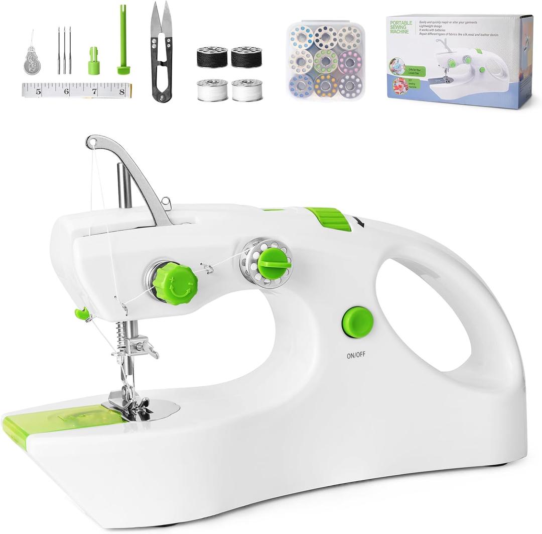 Handheld Sewing Machine, Dual Speed Portable Electric Mini Sewing Machine for Beginners, Complete Set of Quick Home Clothing Fabrics Repair Tools,Electric Handheld Sew Machine, DIY Travel Home Use