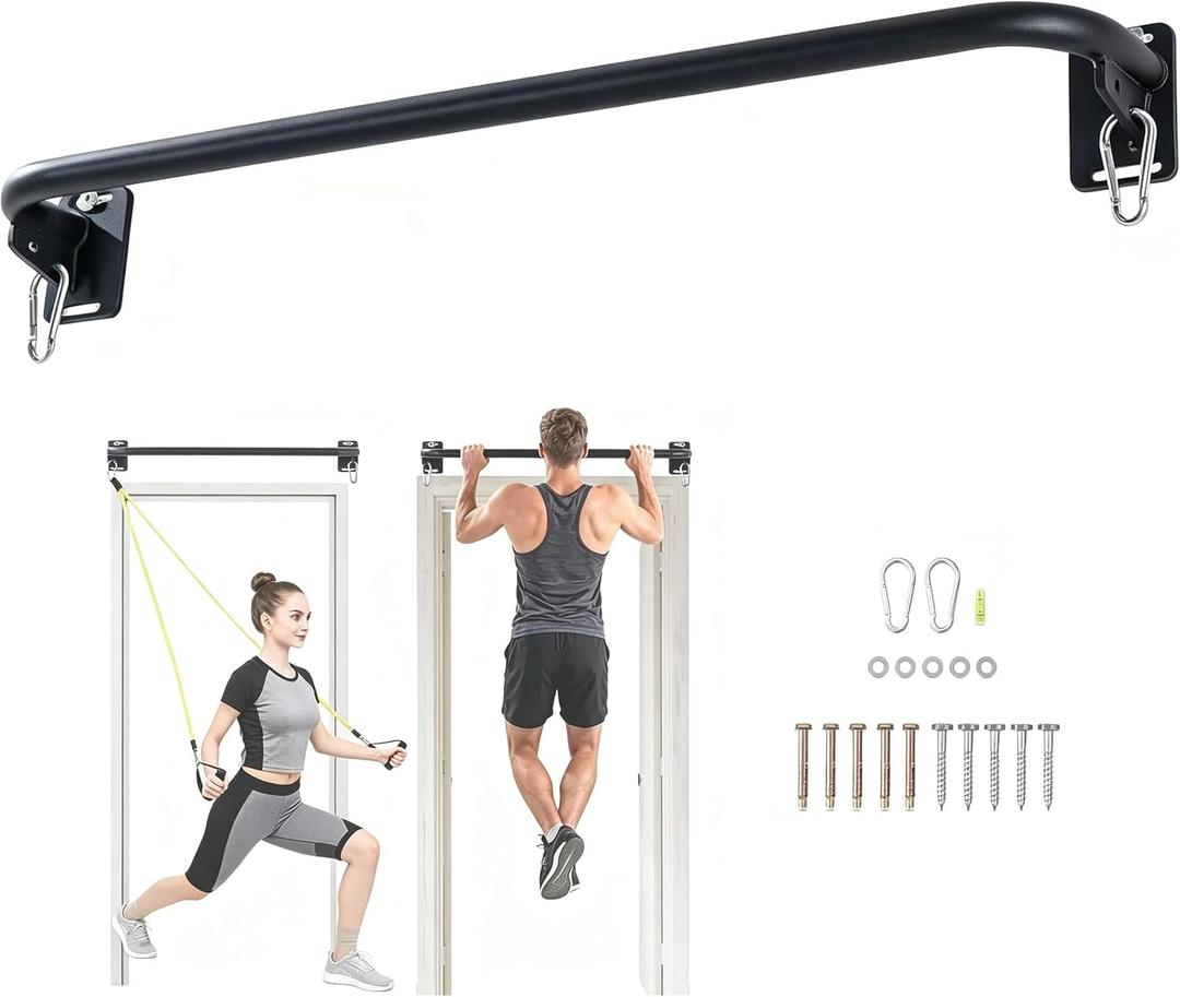 Wall Mounted Pull Up Bar, Carbon Steel Doorway Chin Up Bar for Home Gym