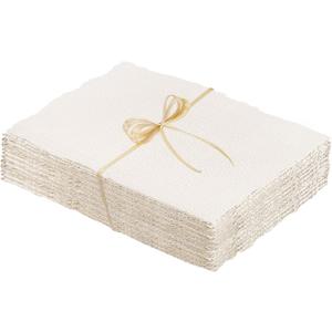 Prudiut 50 Sheets Cotton Watercolor Paper, 5 x 7 inches, 300 GSM, Deckled Edge, Ivory White, Ideal for Watercolor Painting, Acrylic Painting, Sketching, Crafts, Wedding Invitations