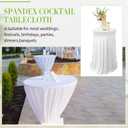 Tegeme 1 Pack 32 x 43 Inch Round Spandex Cocktail Tablecloths with Skirt Cocktail Round Table Cover Spandex Stretch Tablecloth for Fitted High Top Table Bar Wedding Party Banquet (White)