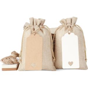 Tapleap Small Gift Bags with Drawstring - 30Pcs 4x6 Burlap Sacks for Wrapping Favors, Candy, Coffee Bean, Wooden Cross, Crucifix, For Small Business, Church, Wedding (Original)