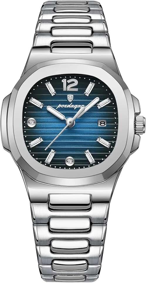 Poedagar Luxury Watch for Woman Square Ladies Quartz Watch Luminous Waterproof Date Stainless Steel Women's Watches Dress Female Clock