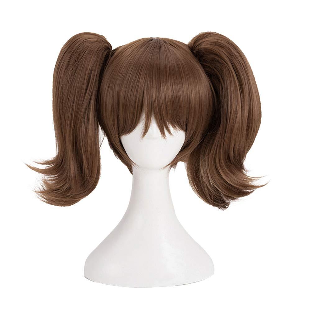 Xingwang Queen Anime Cosplay Wig Short Brown Clip on Double Ponytails Women Girls' Party Wigs