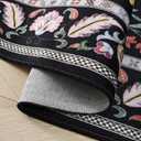 Living Room Rug 6x9 Rug Machine Washable Area Rug Floral Non-Slip Low Pile Large Rug for Living Room, Bedroom, Farmhouse, Dining Room, Kids Playroom (Vibrant Black)