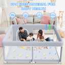 XVISHX Baby Playpen 50 x 50 Inch Play Pen Playards, Playpen for Babies and Toddlers, Baby Playard for Indoor & Outdoor Active Center Game Fence, with Skin-Friendly Fabric and Soft Breathable Mesh Grey
