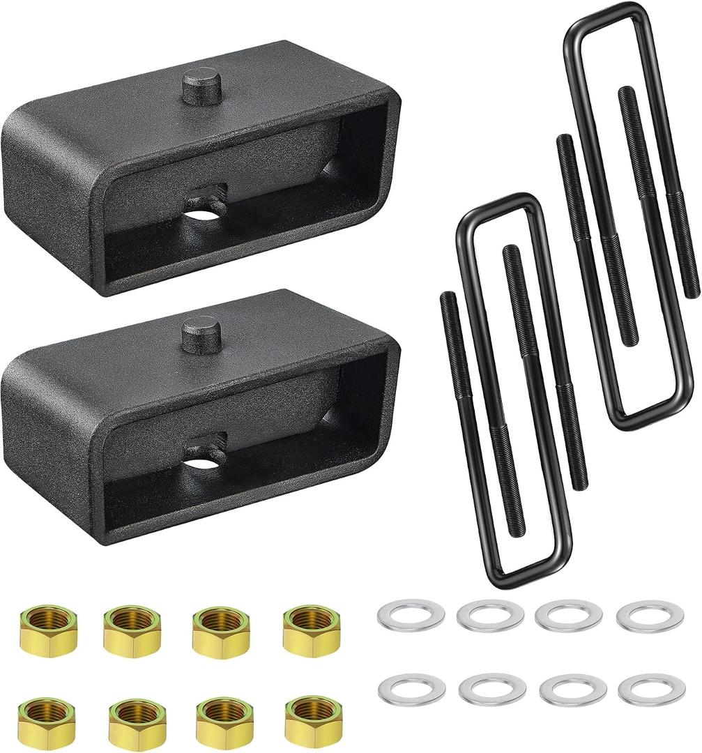 EVIL ENERGY 2" Rear Leveling Lift Kit Compatible with 1995-2023 Toyota Tacoma 2WD/4WD, 2000-2020 Tundra, 2 inch Rear Leveling Lift Block Kit Extended Square U-Bolts Black