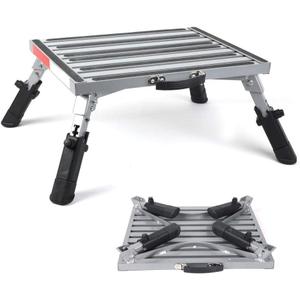 Prime 1 Safety RV Steps Extra Large Platform 19in x 14.5in Extra Size RV Folding Step Stool and Ladder, 600lbs, Height Adjustable, Aluminium with Reflective Stripe, Anti-Slip Surface and Extra Grip