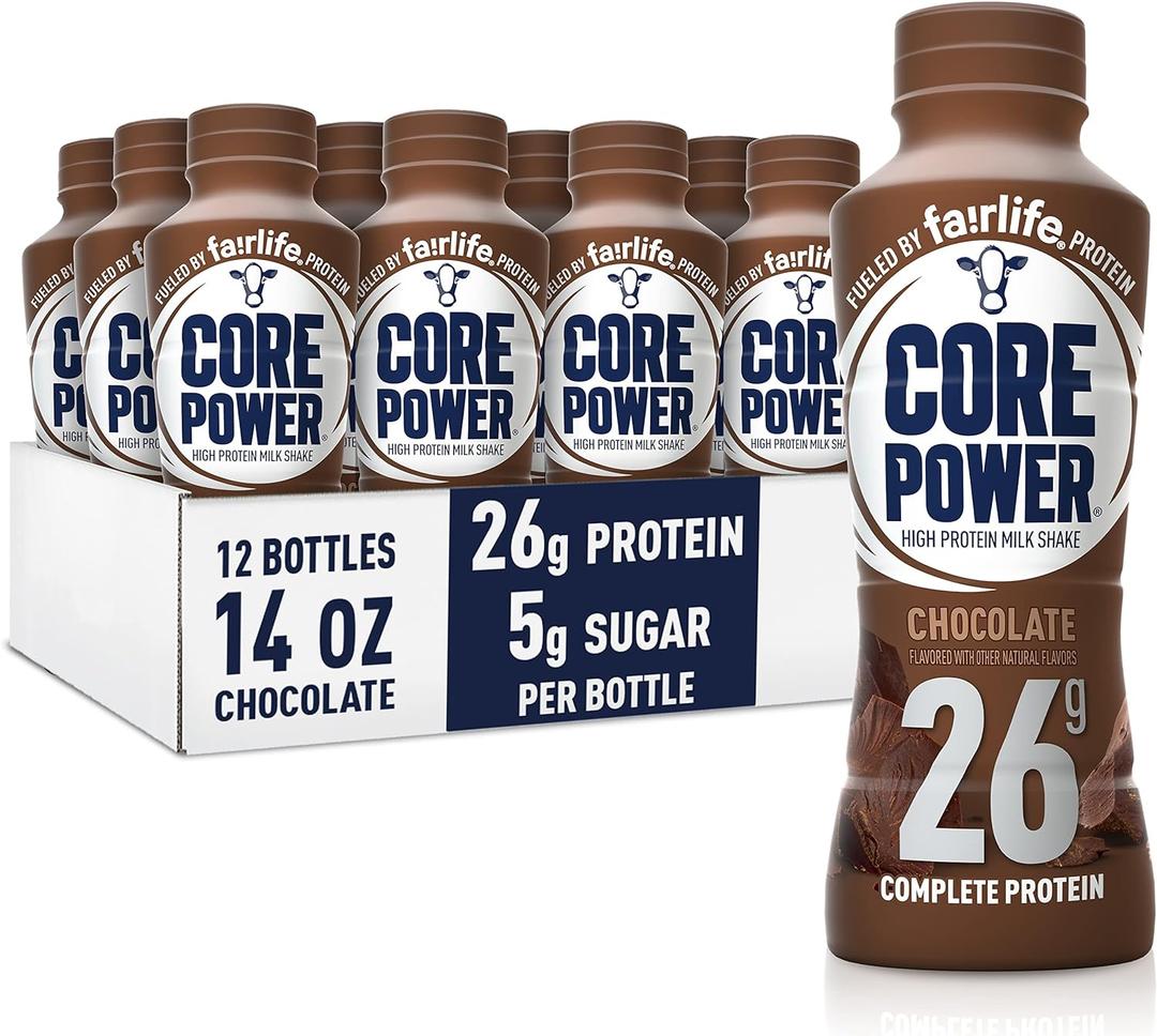 Core Power Protein Shake, Chocolate, 26g Bottle, 14oz, 12 Pack (EXP 07/24/25)