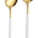 Kawlity Stainless Steel Serving Flatware Durable White & Gold Polished Knives Spoon  12 Pcs