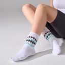 Women's Slouchy Socks Soft Casual Calf Socks Retro Scrunch Crew Socks 3/4 Pairs (Medium, Black&white&grey)