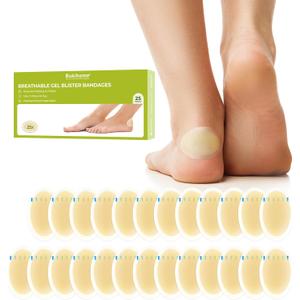 Bukihome Hydrocolloid Gel Blister Bandages - 25ct - Adhesive Blisters Bandages - Waterproof Blister Pads for Heel, Feet, Toe, Fingers - Gel Blister Prevention for Travel,Hiking (Heel Pack)