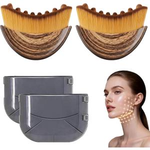 New Lymphatic Contour Face Brush, Face Brush For Lymphatic Drainage,Soft Facial Sculpting GuaSha Dry Tool，Face Contour Depuff Lift Tool For AntiPuffiness & Detox, Fit The Skin Precisely （2 Pcs）